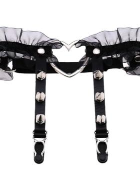 性感蕾丝爱心柳钉腿环防滑洛丽塔