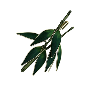 富竹-非遗绒花蚕丝职场礼物西装旗袍上班戴男女配饰竹叶胸花胸针