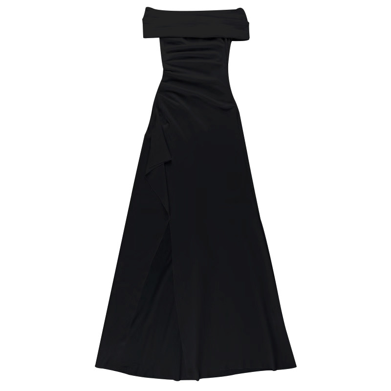 Kilonova法式气质一字肩开叉礼服裙连衣裙高级名媛设计感小众长裙