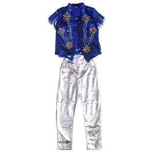 儿童亮片马甲爵士舞演出服幼儿现代舞架子鼓表演服男中大童走秀女