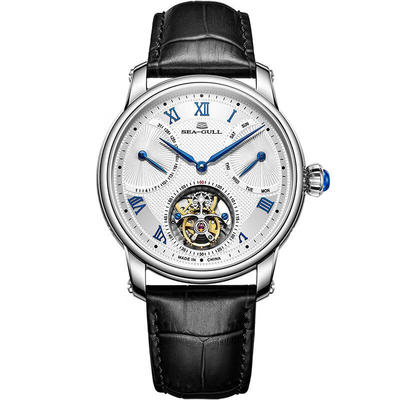 海鸥表男士高端自动陀飞轮机械手表男士日历星期鳄鱼皮带男表8835