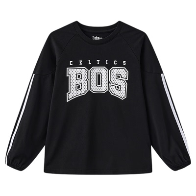 nbakids童装2025秋冬新款男女童印花T恤长袖儿童卫衣K253TS110P