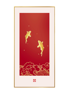 喜上眉梢竖版挂画新中式玄关