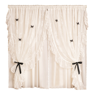 法式浪漫洛可可蕾丝窗帘公主风双层纱帘卧室飘窗高级感门帘遮挡帘