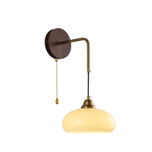 中古风壁灯卧室胡桃木色轻奢客厅走廊入户侘寂风背景墙床头吊线灯