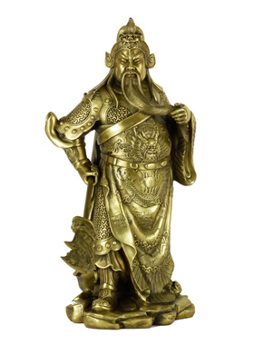 纯黄铜关公摆件铜关公招财礼品家居客厅饰品武财神关公工艺品摆件