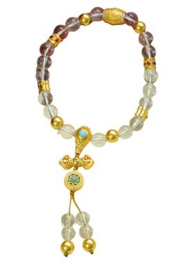 金包银手串宝相花白水晶珐琅工艺