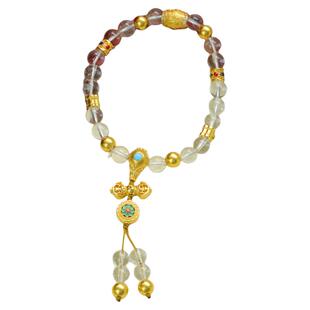 金包银手串宝相花天然白水晶珐琅工艺手链diy百搭时尚送女友礼物