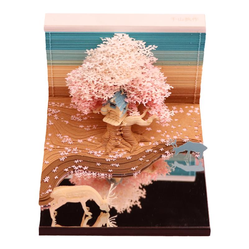 樱花树屋3d立体便签纸2025年日历