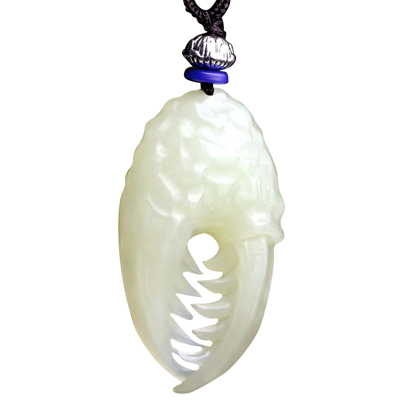 和田玉青海玉狼牙吊坠