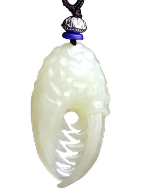 和田玉青海玉狼牙吊坠
