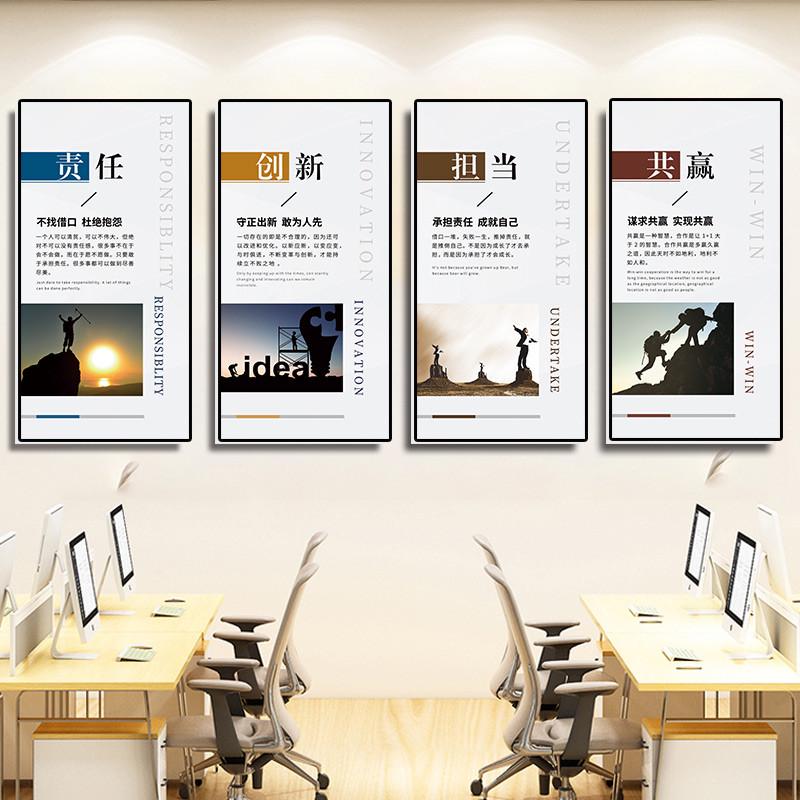 公司办公室装饰画企业文化墙励志标语贴纸挂画会议室背景激励员工
