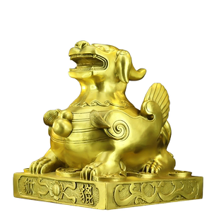 铜貔貅摆件纯黄铜皮休招皮丘家居客厅店铺饰品坐貔貅开业送礼品