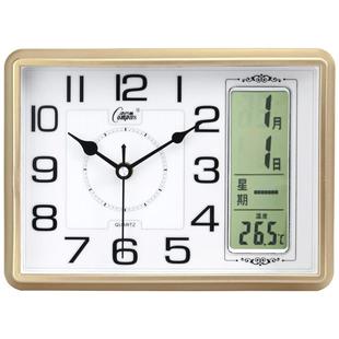 康巴丝万年历座钟客厅卧室静音日历台式电子表钟表带温度桌面时钟