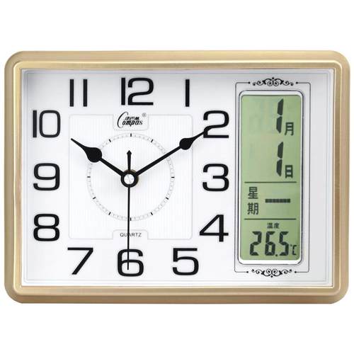 康巴丝万年历座钟客厅卧室静音日历台式电子表钟表带温度桌面时钟