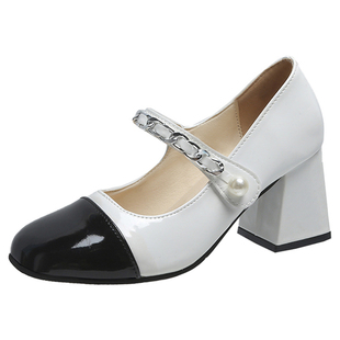 2026新款法式高跟鞋女粗跟仙女风玛丽珍单鞋复古中跟方头JK小皮鞋