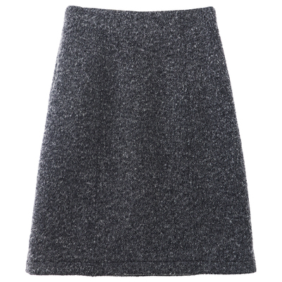 灰色高克重厚实中短款毛呢半裙