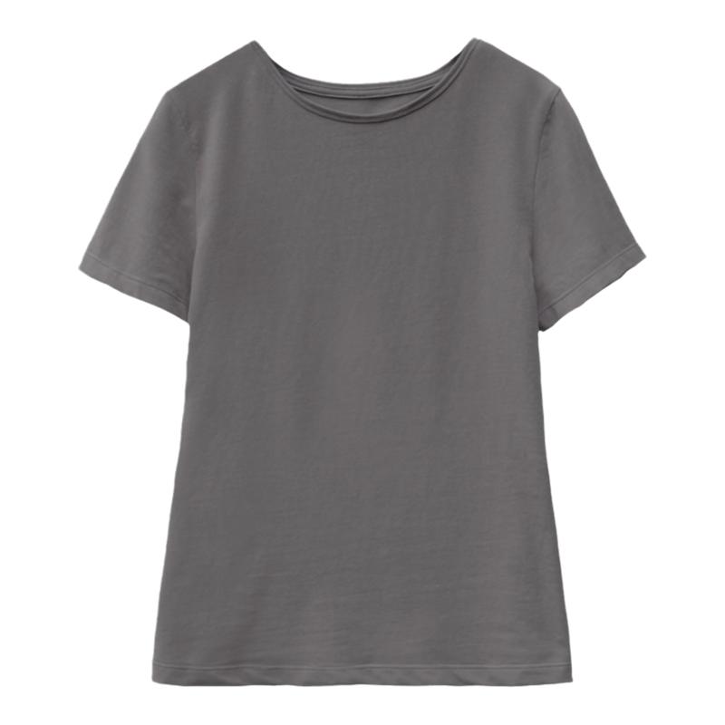 2025春夏秋款短袖t恤衫女常规圆领通勤文艺百搭修身新疆长绒棉T恤