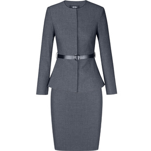 高端职业装气质女神范灰色套装珠宝店美容院前台售楼部柜姐工装服