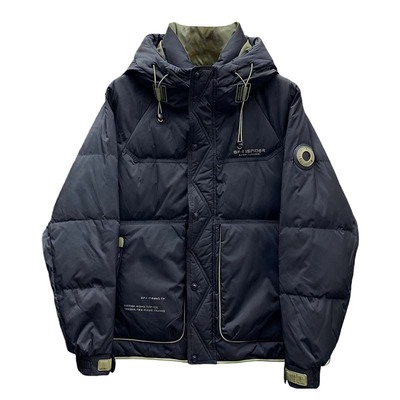 拼色加厚连帽羽绒服男潮牌高级感