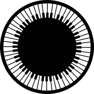 黑白圆形钢琴键盘地毯钢琴音符地垫钢琴凳防滑垫凳脚垫三角琴转椅