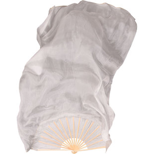 真丝舞蹈扇子纯白加长跳舞扇古典舞演出道具肚皮舞长扇广场舞绸扇