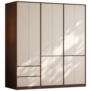 国补中古风实木橡木衣柜家用卧室定制小户型分段式免拉手收纳衣橱