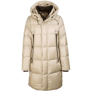 名师路白鸭绒羽绒服女中长款冬季新款立领连帽外套直筒长袖