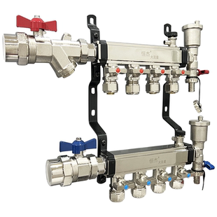 恒杰 大流量 全铜重型地暖分水器地热暖气壁挂炉家用套阀配件大全