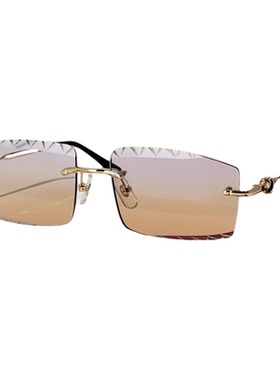 欧美无框波浪纹方形女潮防晒墨镜