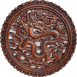 东阳木雕挂件客厅壁挂玄关镂空雕花中式实木花格圆形仿古装饰壁画