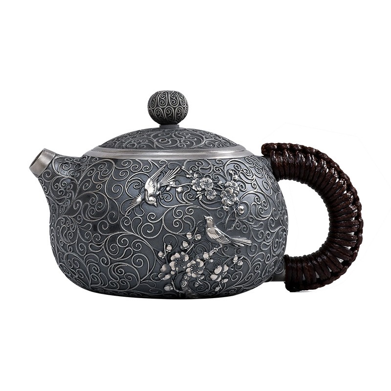 银壶高端纯银999花丝西施泡茶壶