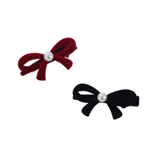 红色丝绒蝴蝶结发夹小号碎发刘海鸭嘴夹2026网红爆款新年秋冬头饰