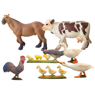 Wenno仿真动物模型益智玩具儿童认知猪马牛羊早教过家家模型摆件