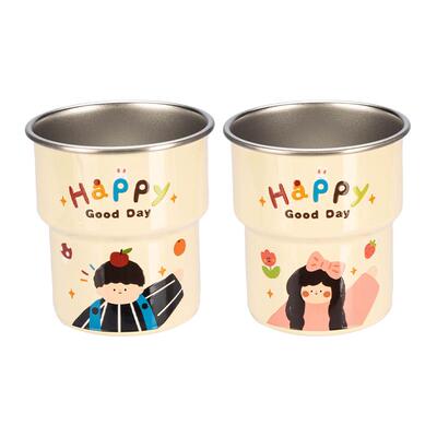 摩登主妇一家四口不锈钢漱口杯子