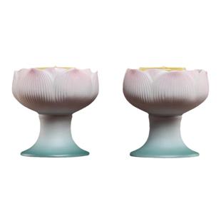 戴玉堂陶瓷莲花烛台家用蜡烛台座酥油灯底座佛供灯佛前灯供佛灯盏