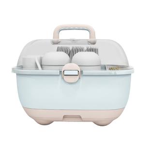 也雅宝宝奶瓶收纳箱大容量婴儿餐具收纳盒辅食工具碗筷防尘置物架