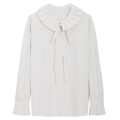 达佳诗通勤棉感荷叶领衬衫