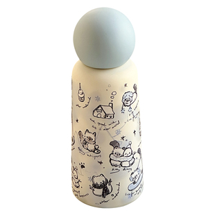 原创雪人猫咪不锈钢保温杯女生高颜值球形便携水杯男生日礼物杯子