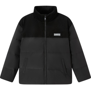 RS流石男装灯芯绒拼接短款羽绒服2025新款冬季高端简约保暖外套潮