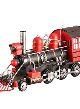 铁艺复古工业风火车模型橱窗摆件