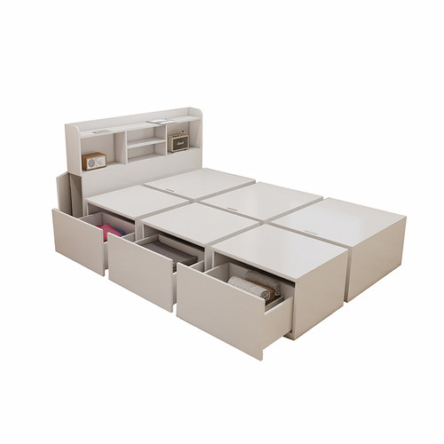 定制日式榻榻米床箱衣柜一体组合小户型卧室储物地台床1.2m单人床