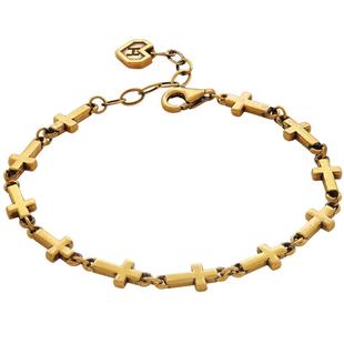 新款十字架黄金手链男款复古黑金手饰女款足金男士手环情侣款手串