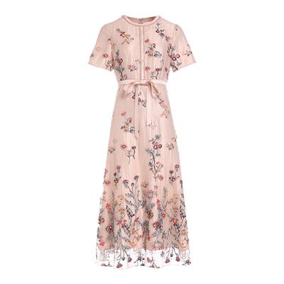 Gowani乔万尼2025年新品商场同款收腰连衣裙精致绣花EM1E140201