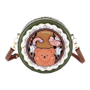 香港代购真皮小众可爱包包2025新款潮精致小圆包女生斜挎生日礼物