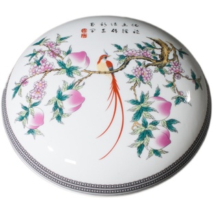 景德镇特大号陶瓷印泥盒20cm超大印泥瓷缸大复古印章盒子文房篆刻