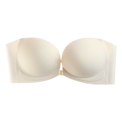 双前扣无肩带内衣女防滑聚拢抹胸