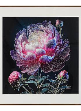 光影牡丹手工铜雕现代轻奢风挂画