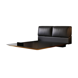 豆腐块碳素钢悬浮床架大黑牛可调节软包真皮床主卧室不锈钢铁艺床