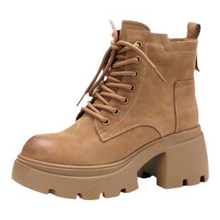 COMELY康莉2026秋冬英伦厚底马丁靴工装靴真皮系带短靴子KKF48925